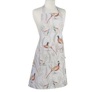 New Apron Tablier Women's One Size Pheasant Woodwork Apron White With Pouch
